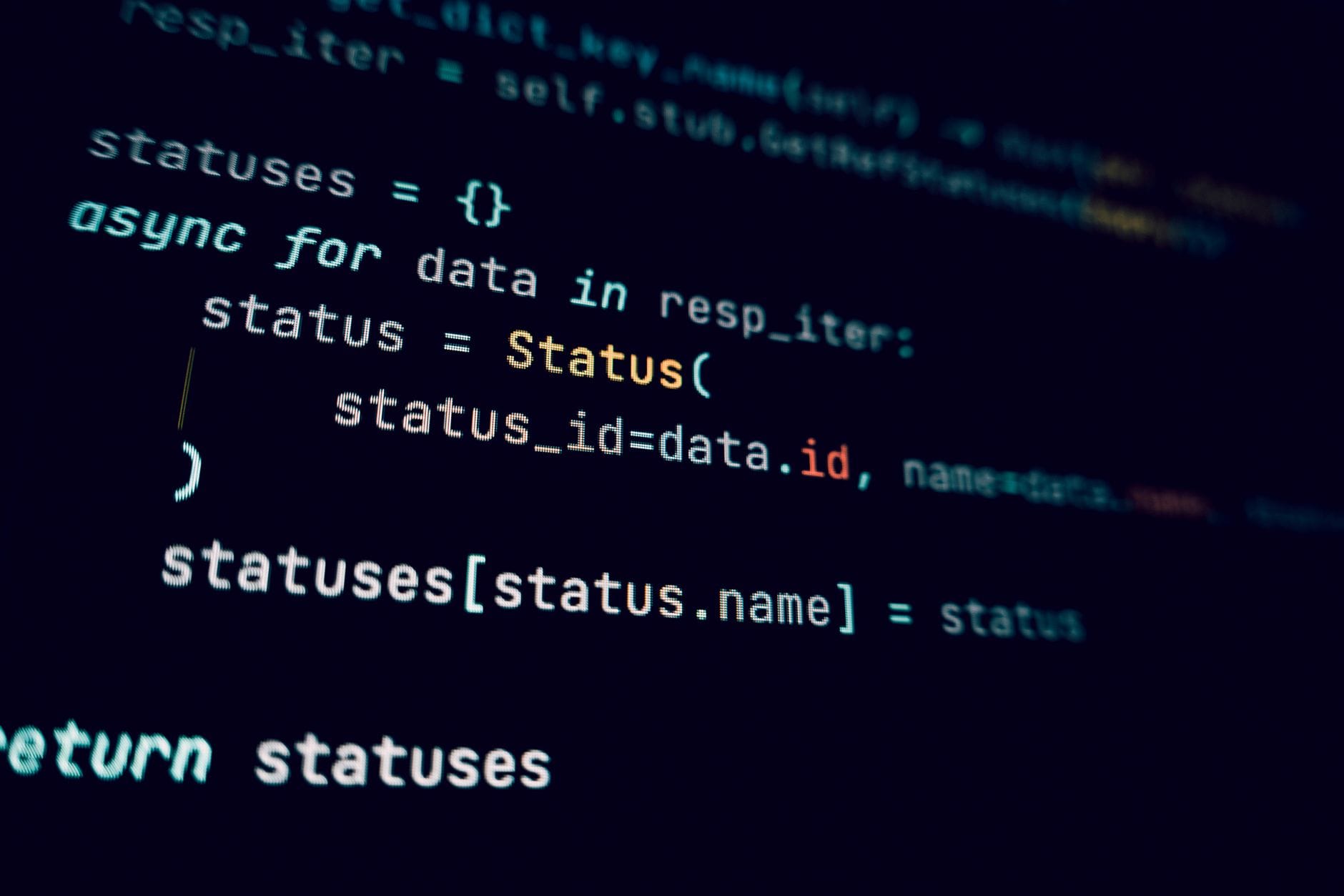 Code on screen